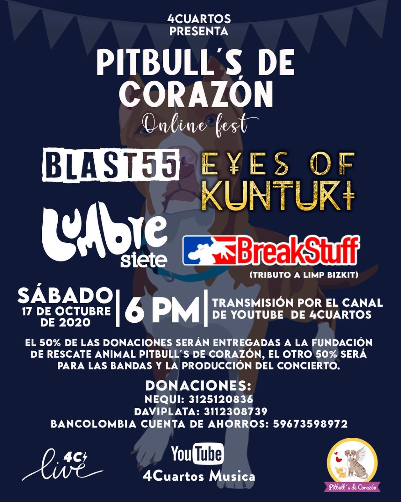 4Cuartos presenta Pitbulls de Corazón Online Fest con Blast 55, Eyes of Kunturi, Lumbre Siete y BreakStuff