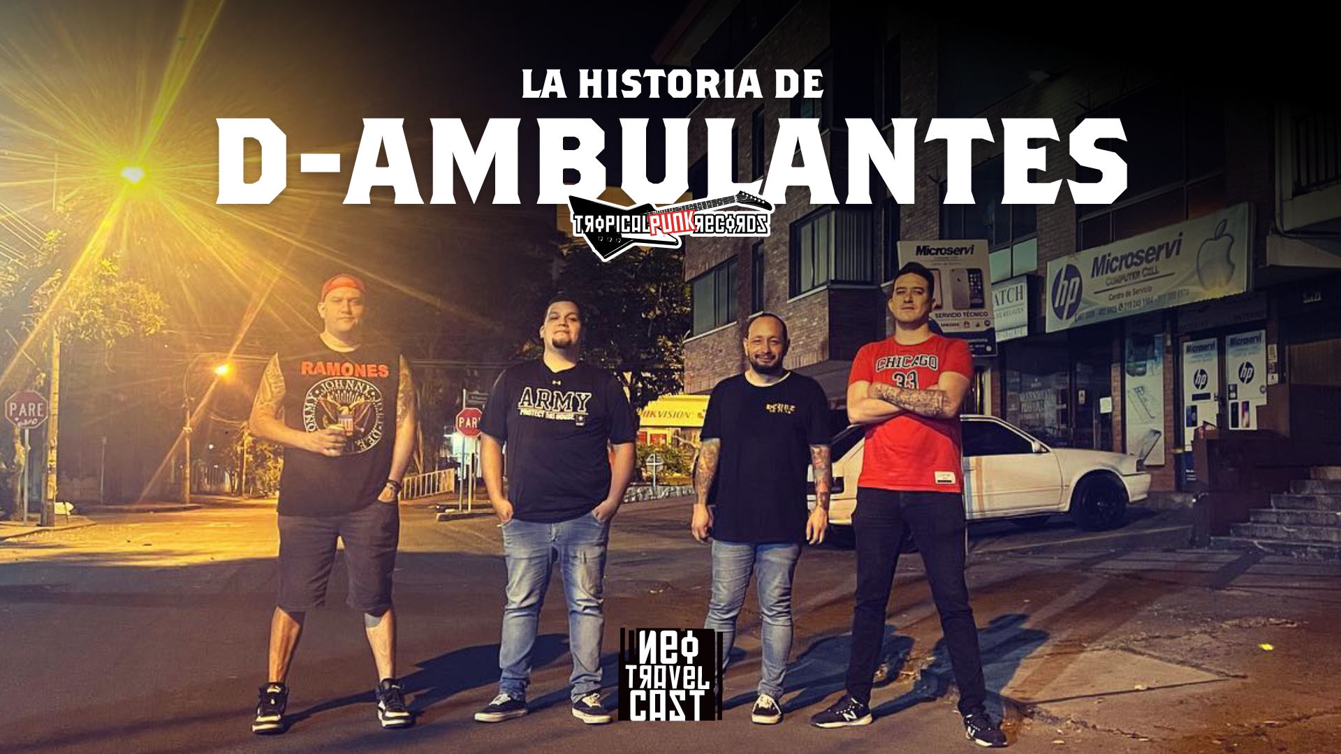 D'Ambulantes se formó en la ciudad de Cali, Colombia, en la década de 2000. Desde entonces, han dejado una huella profunda en la escena punk rock latinoamericana. Conóce su historia en el Neo Travel Cast, un podcast de Tropical Punk Records.